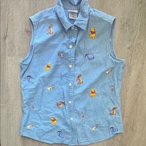 Disney Blue Sleeveless Kids Shirt with Winnie the Pooh Print